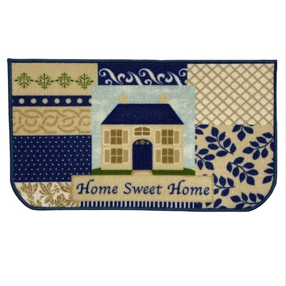 Better Home Home Sweet Home Mat Printed Rug Low Profile 18”X30” Blue Multicolor - Picture 1 of 12